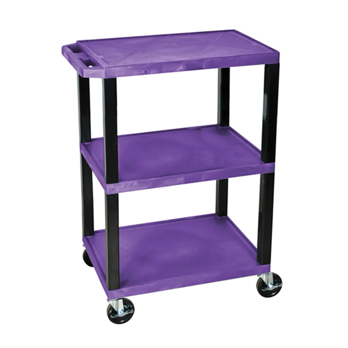 Luxor Office Multipurpose Tuffy Utility Cart with Three Shelves, Purple