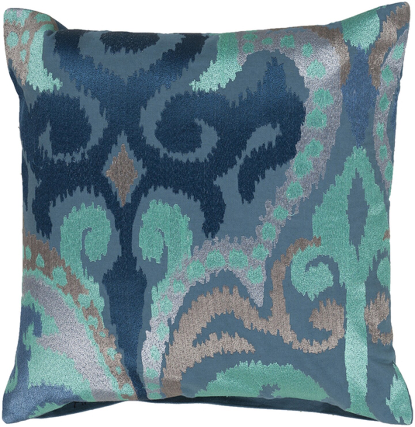 Diva At Home 18" Stone Blue and Turquoise Blue Contemporary Decorative Throw Pillow - Polyester Filled