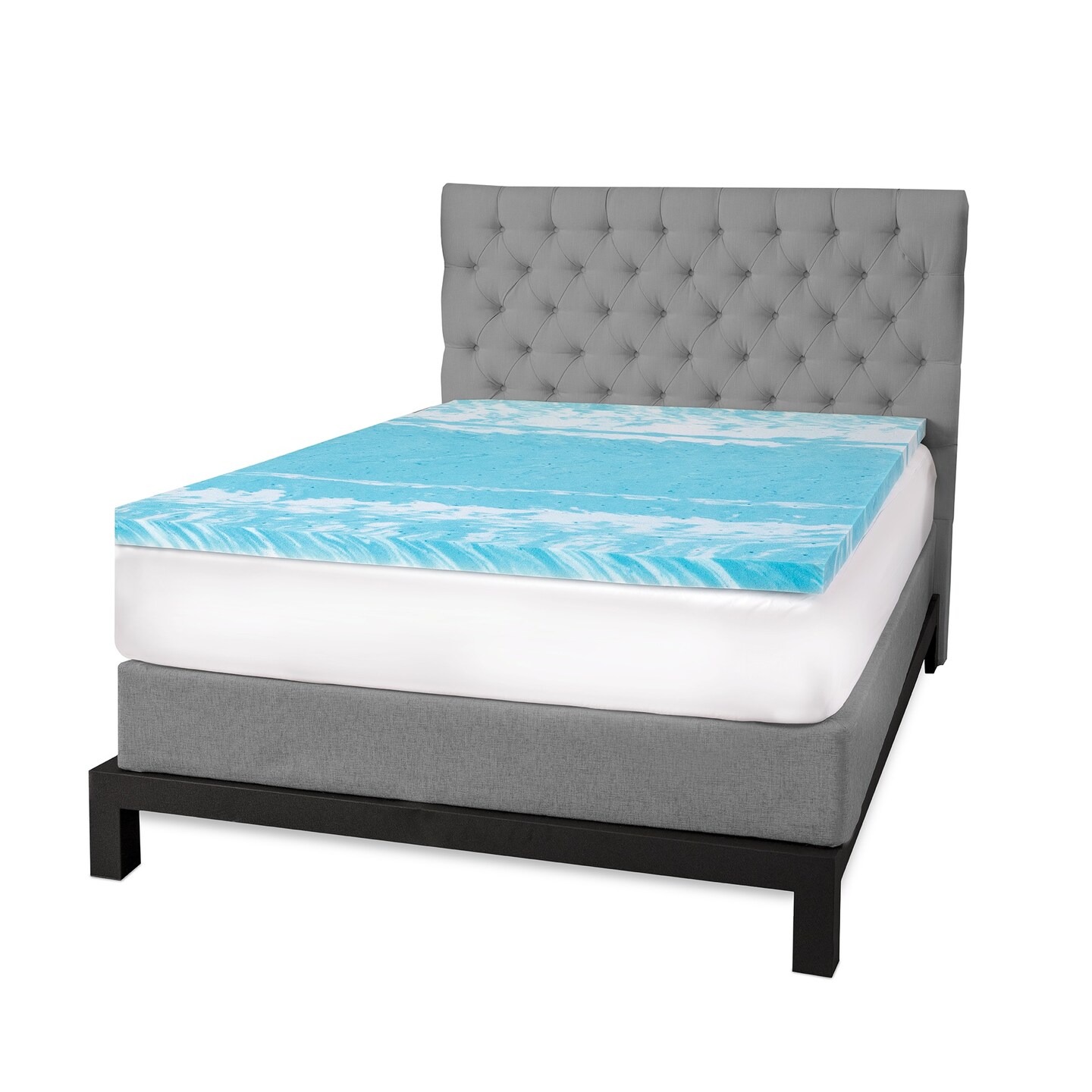 Soft Tex International Mattress Topper Memory Foam Swirls of Cooling Blue Gel - Twin Size