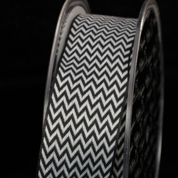 The Ribbon People Black and White Chevron Wired Craft Ribbon 1.5&#x22; x 54 Yards