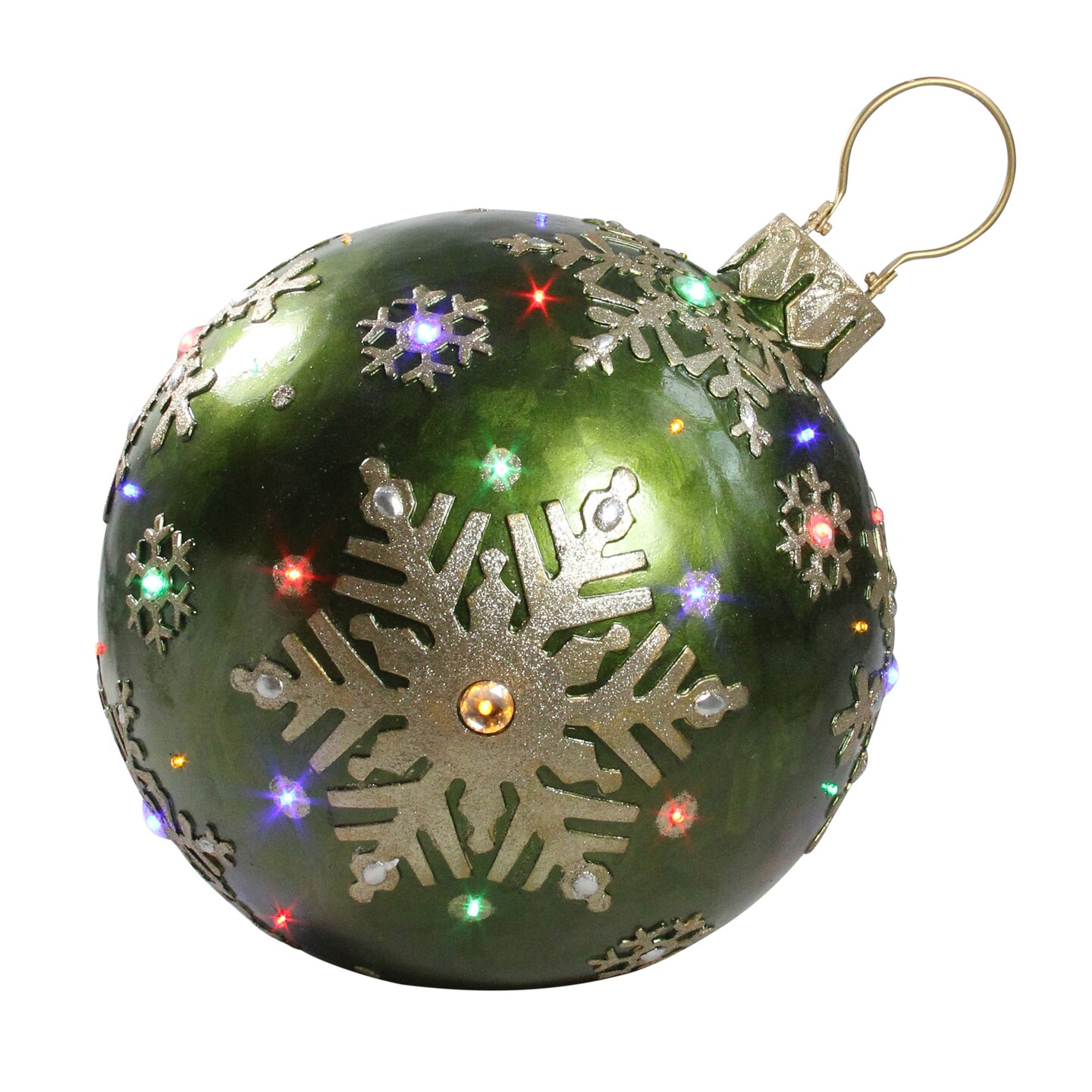 Northlight LED Lighted Commercial Grade Christmas Ball Ornament with Snowflakes - 18&#x22; - Green