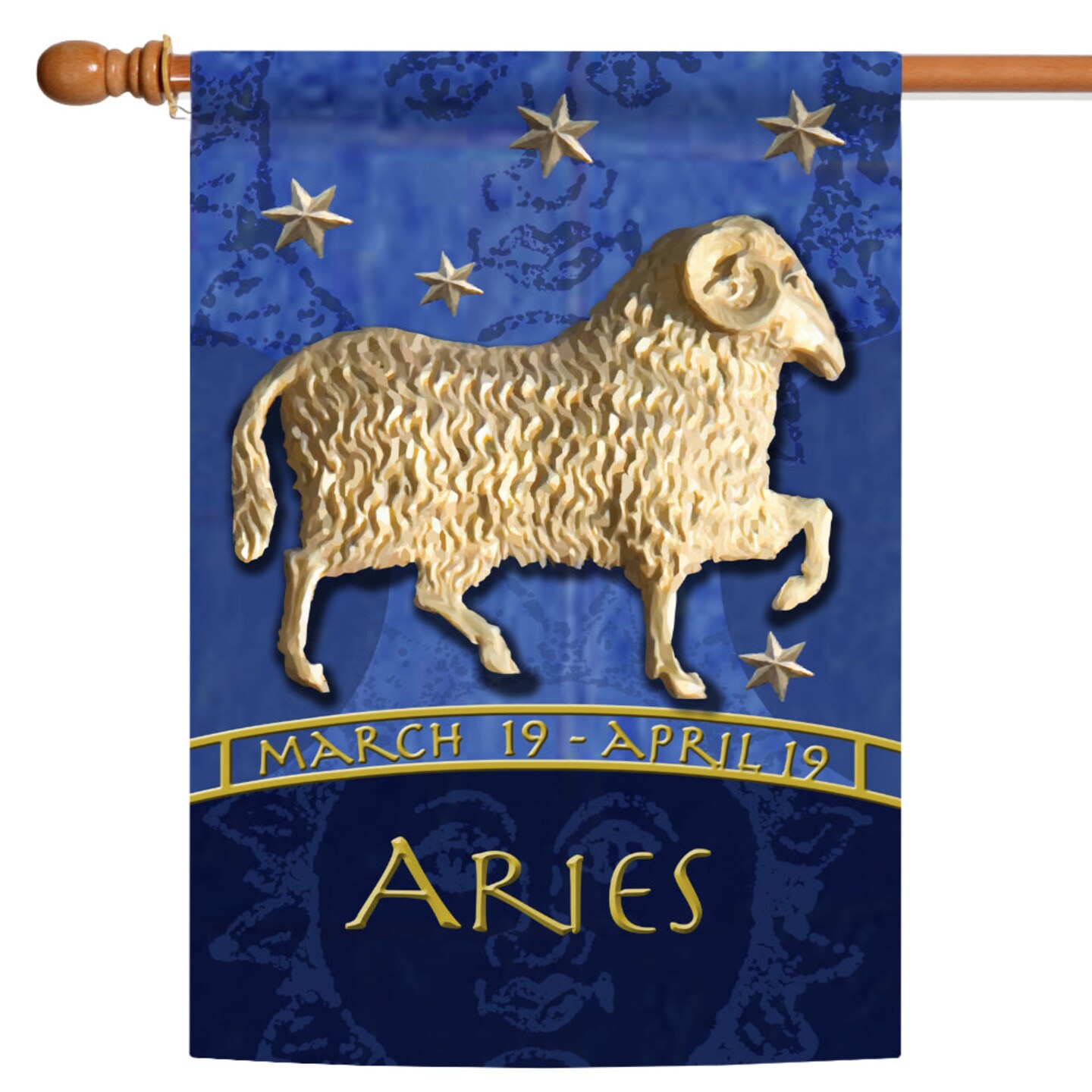 Toland Home Garden Blue and Gold Aries Zodiac Outdoor House Flag 40&#x22; x 28&#x22;