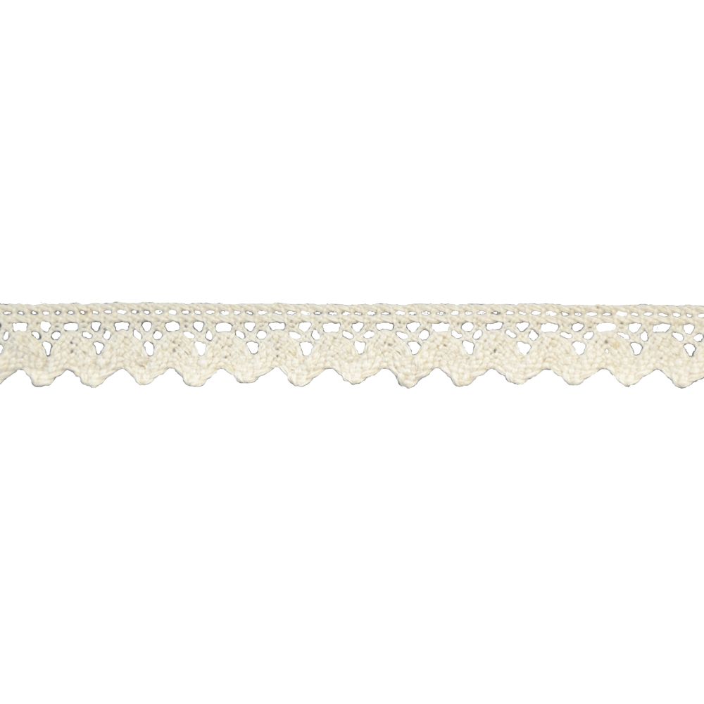 Belagio Cotton Venice Lace Trim, 0.625" Wide, Zig Zag Design, Ivory, 10-Yard Bolt