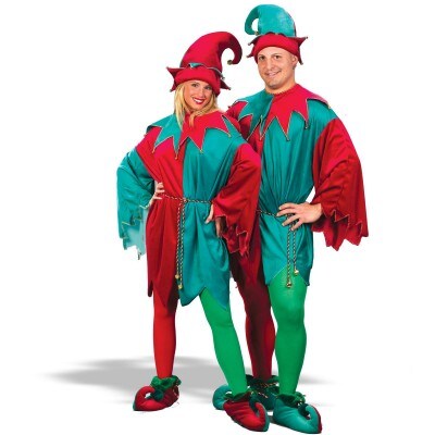 Fun World Red and Green Elf Unisex Adult Christmas Costume Set - One Size