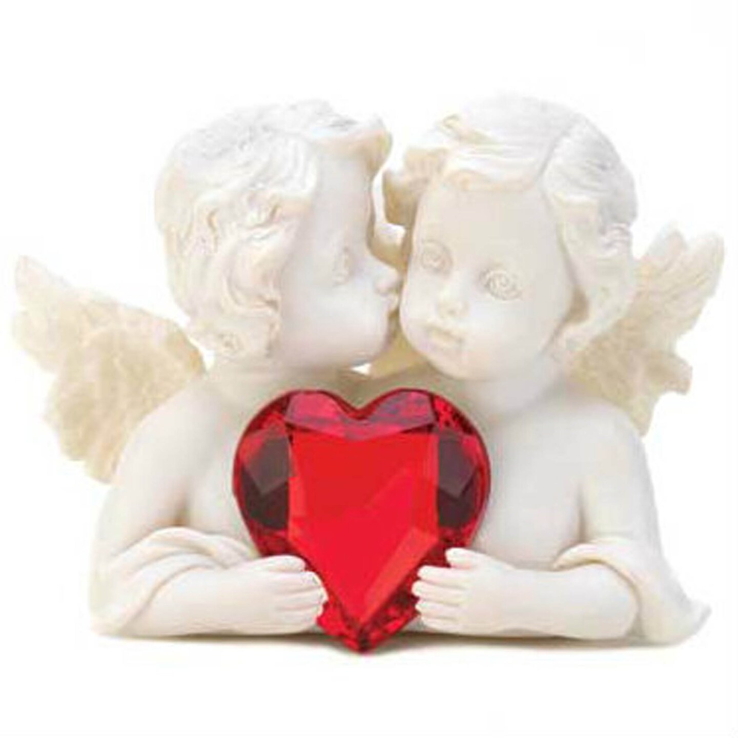 Accent Plus Home Decorative Cherubs Figurine with Heart Gem