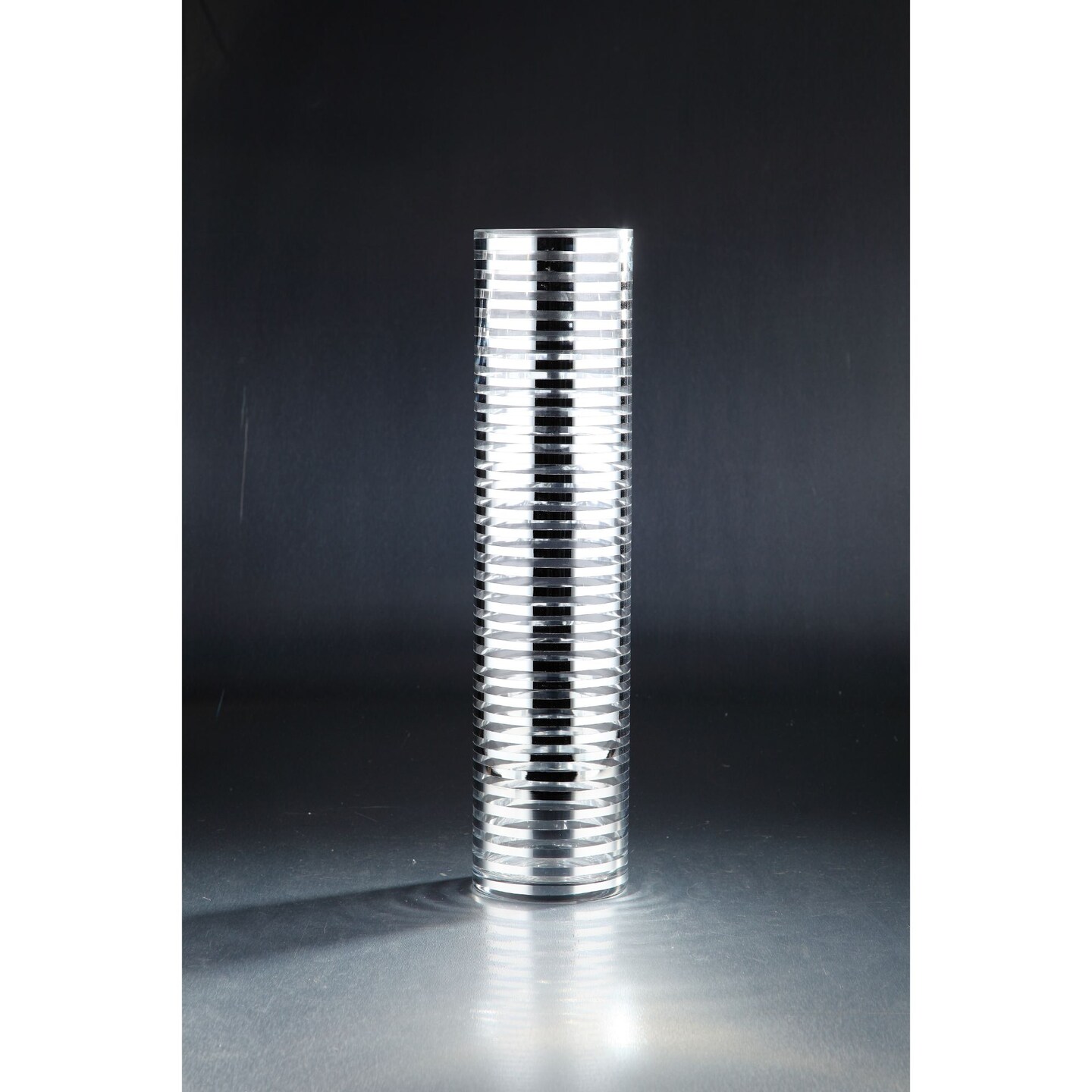 CC Home Furnishings 19.5&#x22; Silver and Clear Cylindrical Glass Flower Vase