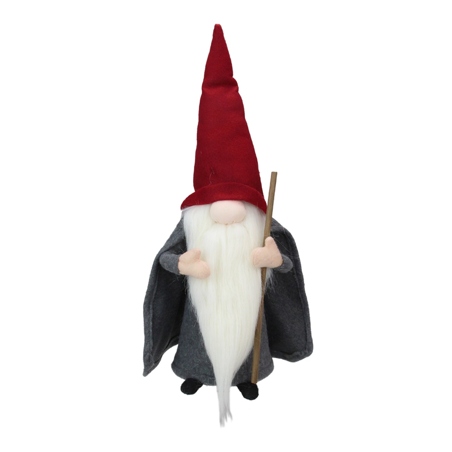 Northlight Standing Bulbous Nose Gnome Holding a Stick - 18&#x22; - Gray and Red