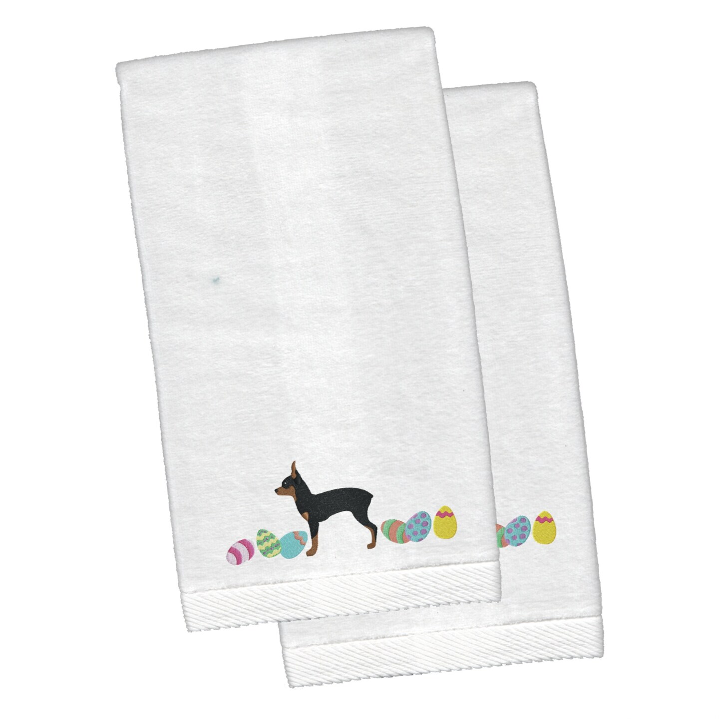 &#x22;Caroline&#x27;s Treasures Toy Fox Terrier Easter Emboidered Hand Towels, 26hx16w, Multicolor&#x22;