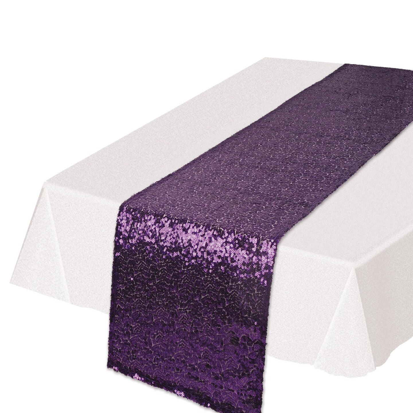 Beistle 5.5" x 14.5" Shimmering Purple Rectangular Sequined Table Runner