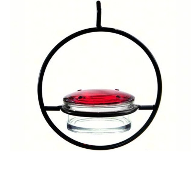 GC Home &#x26; Garden 6.75&#x22; Red and Black Metal Hanger with Removable Lid Sphere Hummingbird Feeder