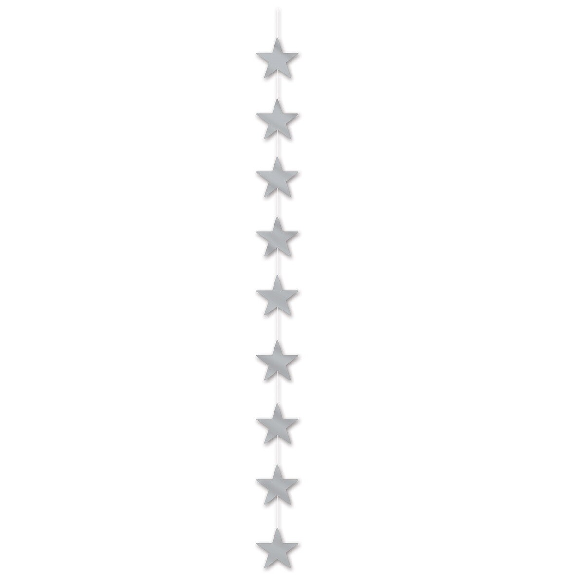 Beistle Metallic Star Stringer Hanging Party Garland- 6.5&#x27; - Silver - Club Pack of 12