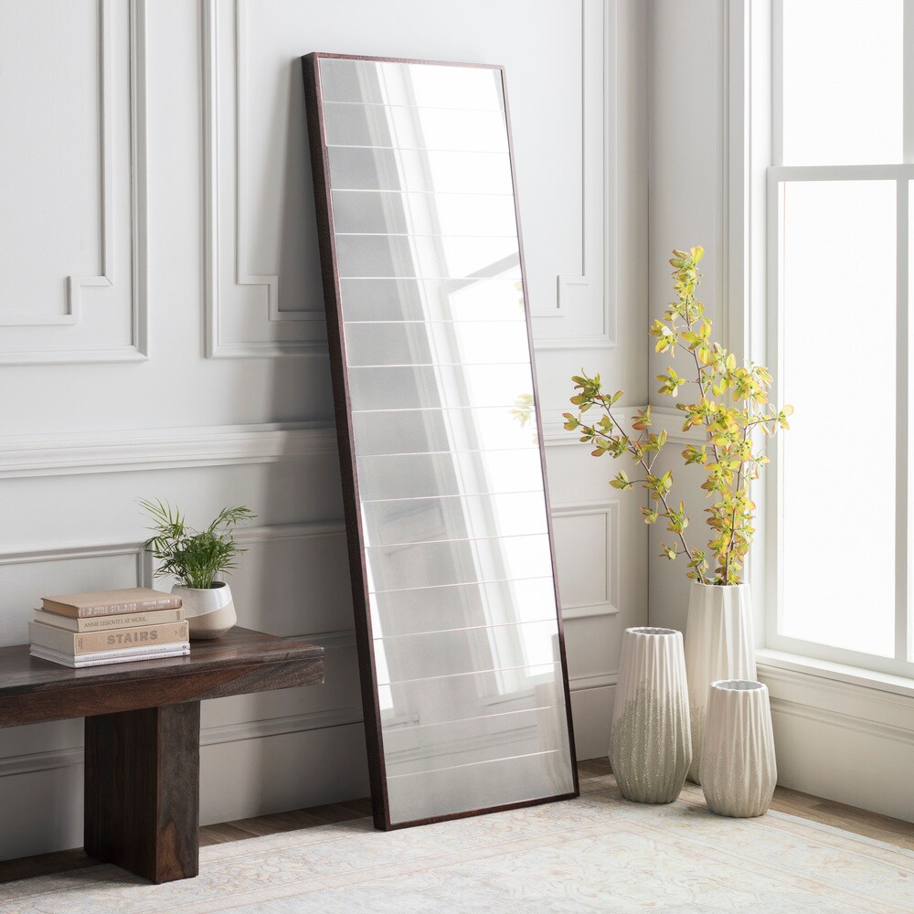 Tiwari Home 70&#x22; Antiqued Hand Painted Rectangular Mirror Tiles with Rust Frame