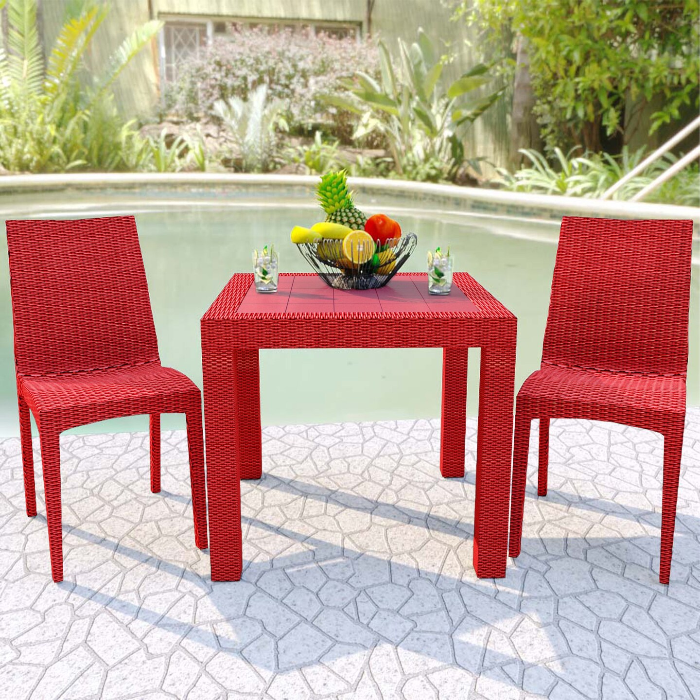 LeisureMod Weave Mace Indoor/Outdoor Dining Chair (Armless)