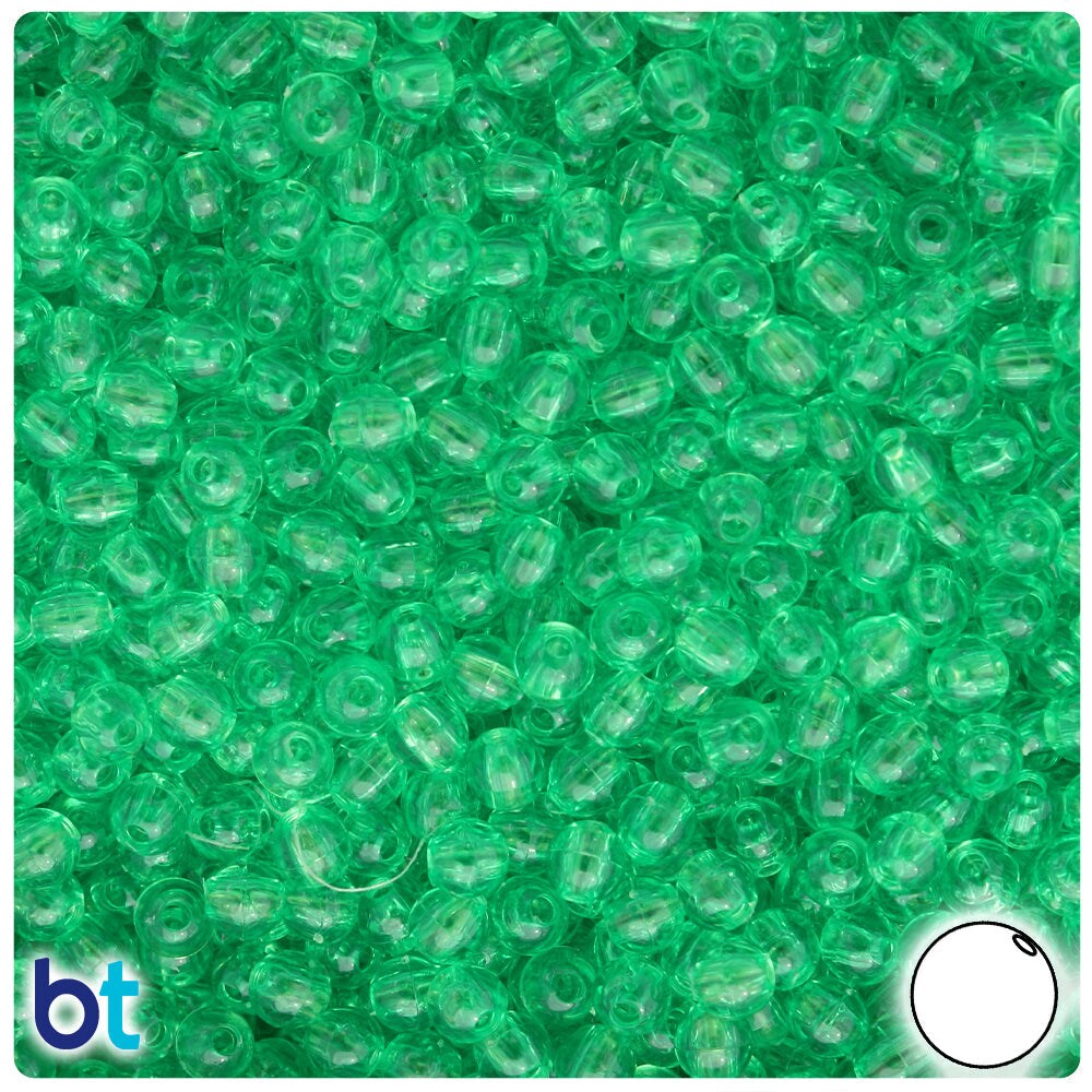 BeadTin Mint Transparent 5mm Round Plastic Craft Beads (700pcs)