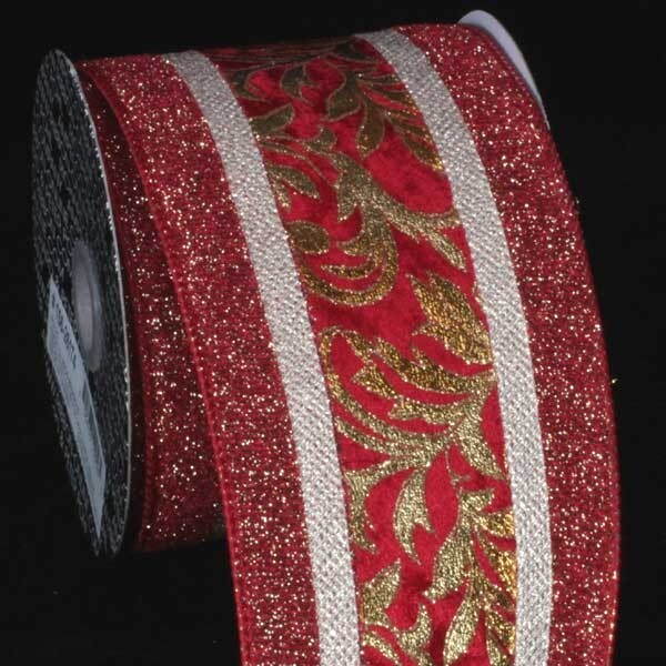 The Ribbon People Red and Gold Royal Ribbon Lame Back Wired Craft Ribbon 4" x 10 Yards