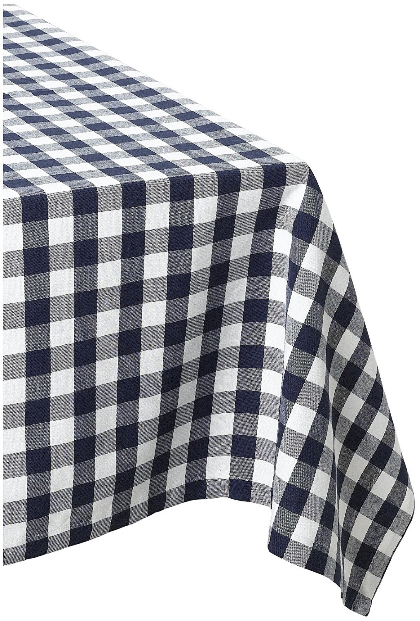 Contemporary Home Living 84" Navy Blue and White Traditional Checkered Table Cloth