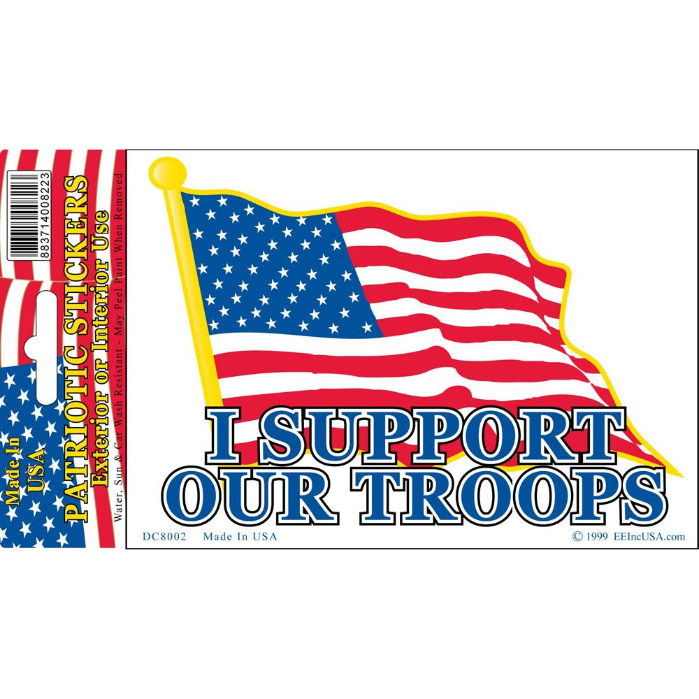 I Support Our Troops American Flag Sticker 4&#x22;