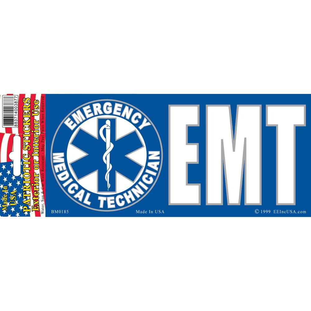E.M.T. Logo Bumper Sticker 3&#x22;X6-1/2&#x22;