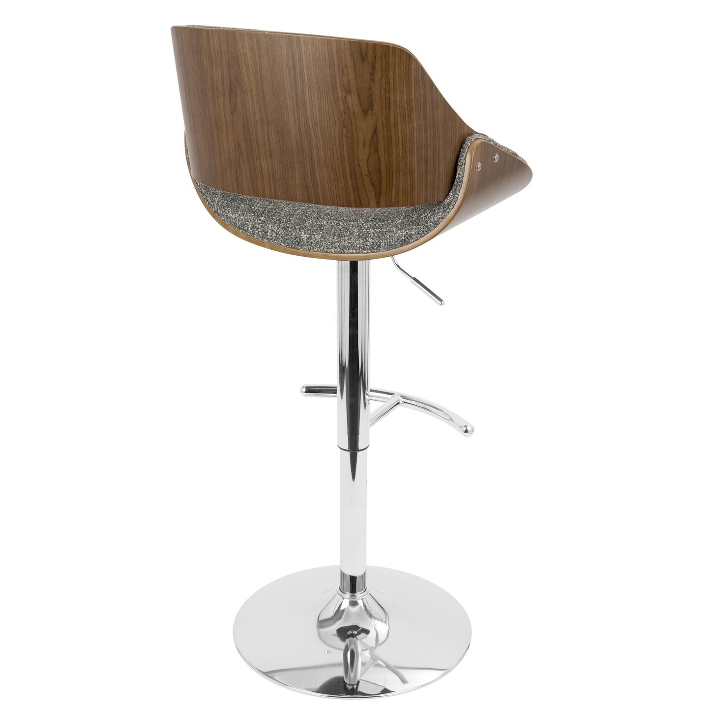 Fabrizzi Mid-Century Modern Adjustable Barstool with Swivel in Walnut