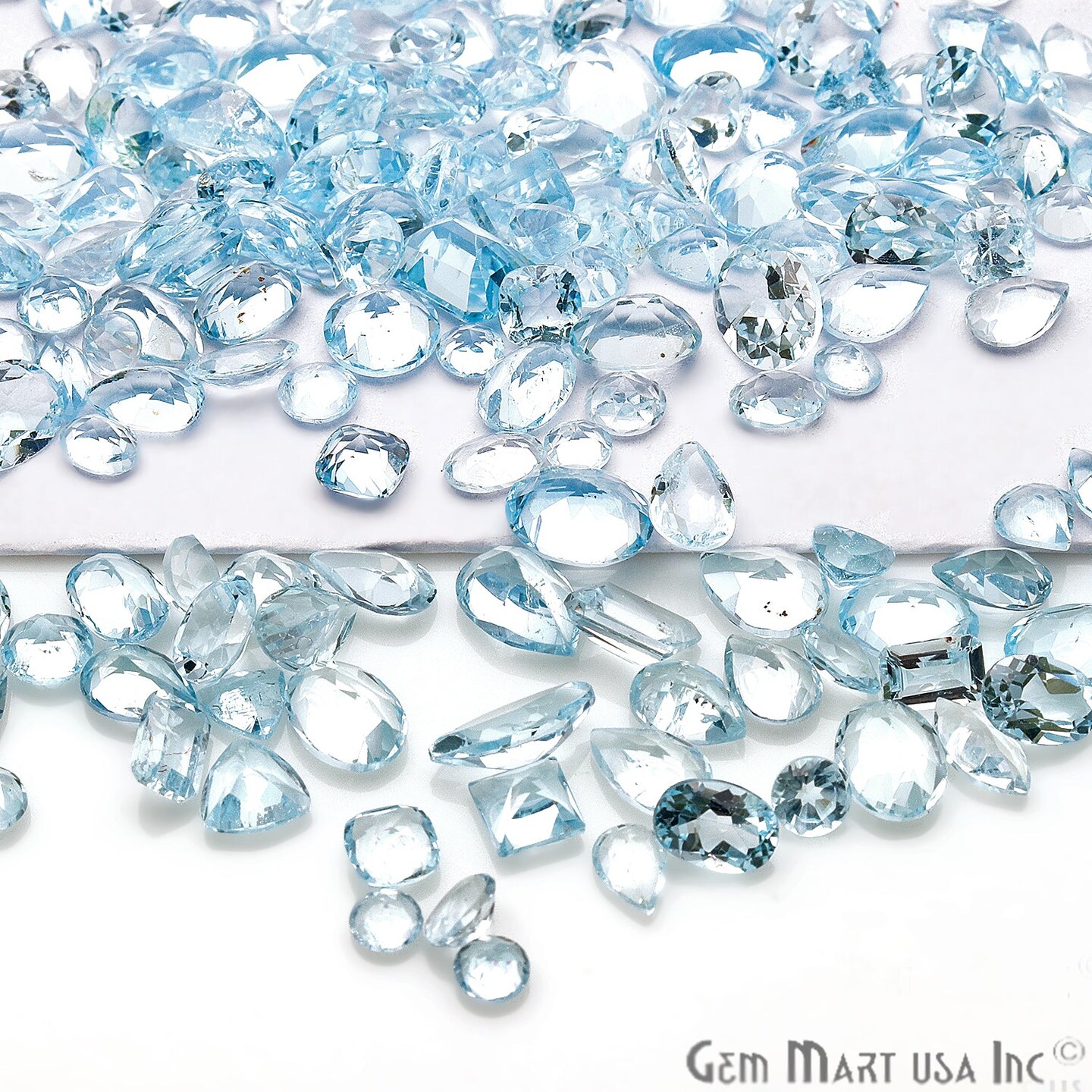 Blue Topaz Gemstone, 100% Natural Faceted Loose Gems, December Birthstone, 6-12mm, 50 Carats, GemMartUSA (BT-60001-50)