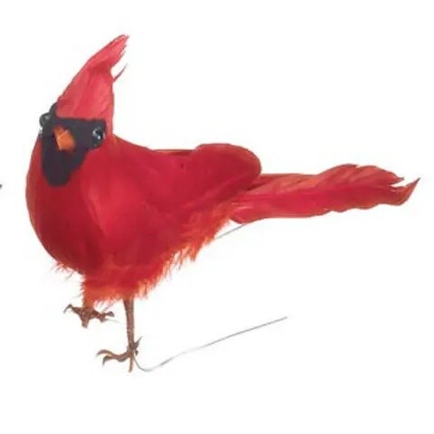 Darice 5&#x22; Red and Black Feathered Cardinal Bird Craft Decoration