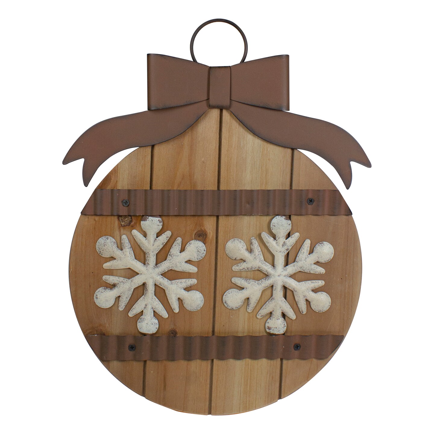 Northlight 16" Rustic Brown Snowflakes Christmas Ornament Wall Sign
