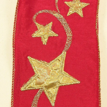 The Ribbon People Red and Gold Star Wired Craft Ribbon 4" x 10 Yards