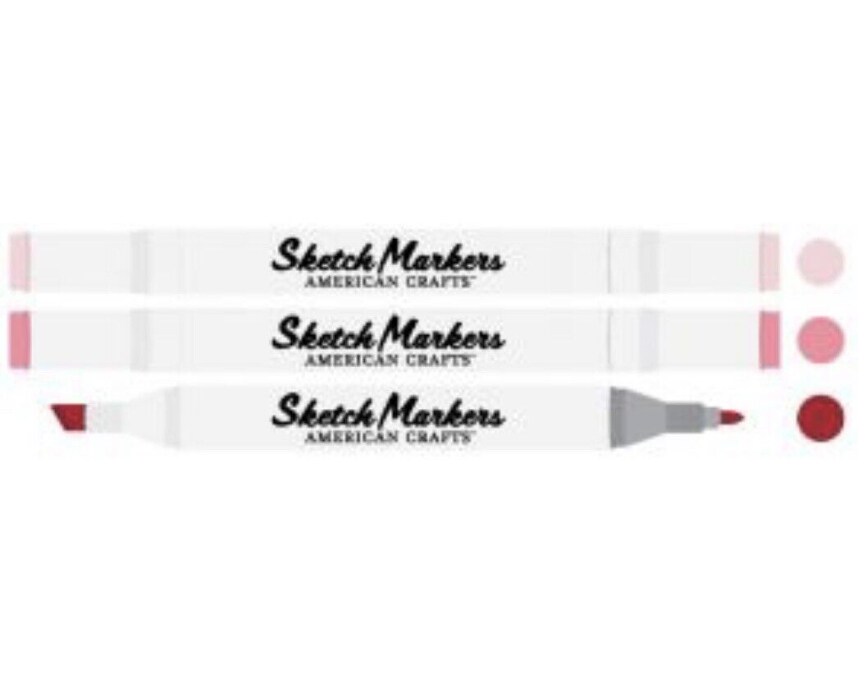 American Crafts - Sketch Markers Collection - Dual Tip - Chisel and Fine Point - Antique Rose 3 Pack 34007533