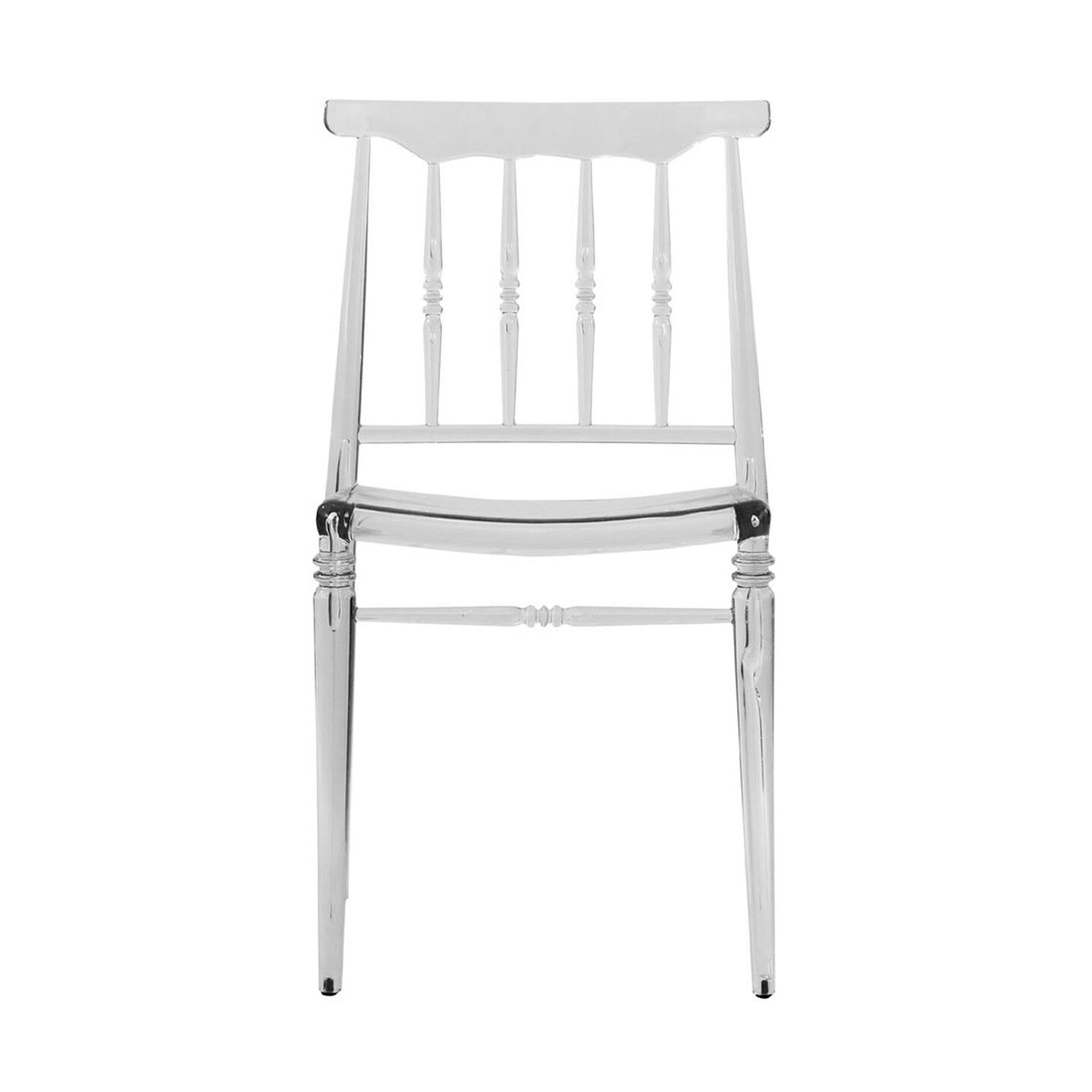 LeisureMod Spindle Transparent Modern Lucite Dining Chair in Clear - Clear