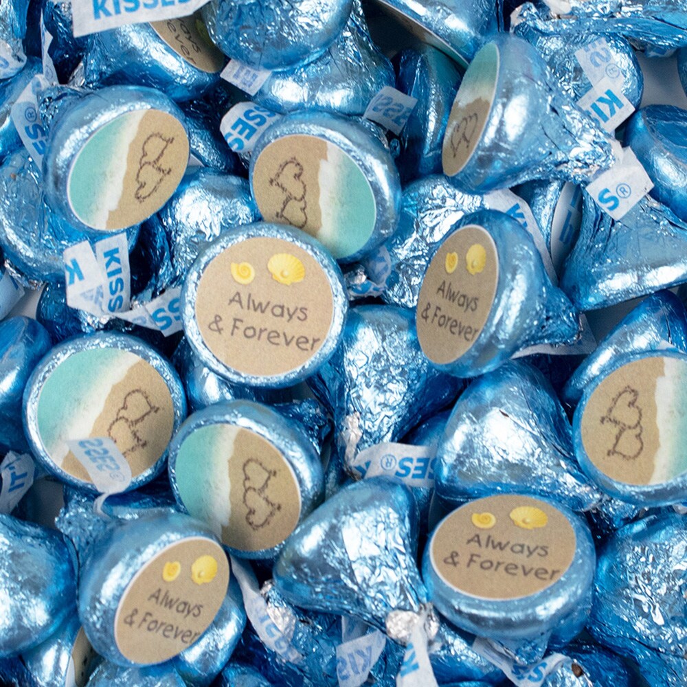 100 Pcs Wedding Candy Hershey&#x27;s Kisses Milk Chocolate (1lb, Approx. 100 Pcs) - Beach - By Just Candy