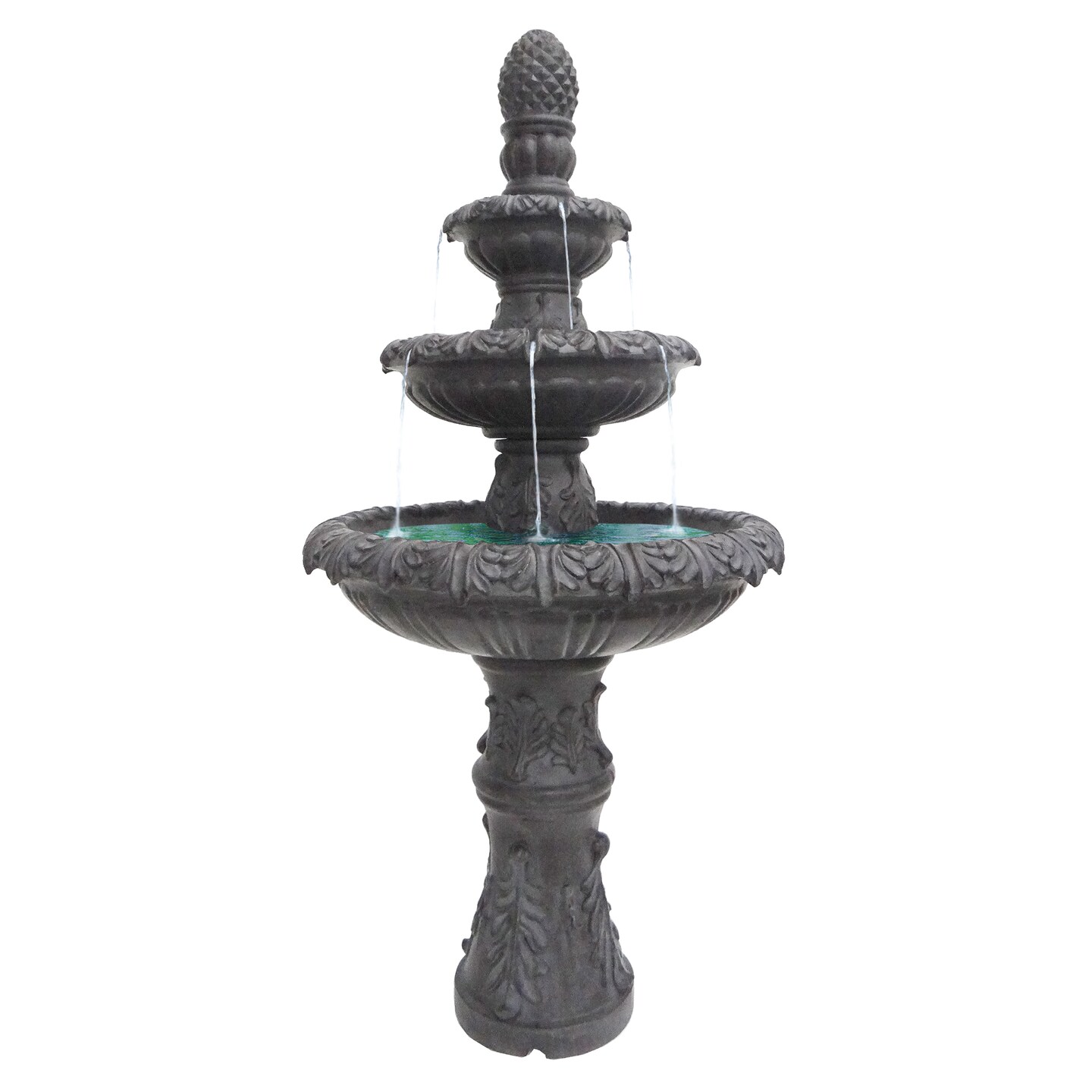 Northlight 57" Brown Three Tier Leaf Design Outdoor Garden Fountain