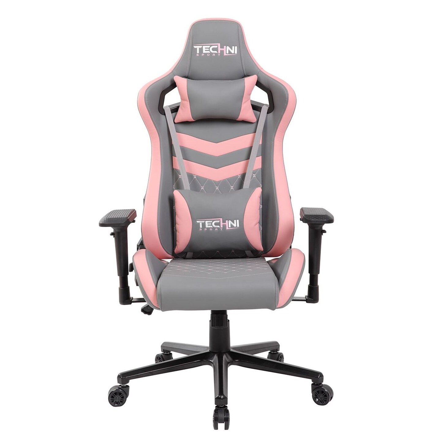 Techni Office Solutions 53&#x22; Vibrant Gray and Pink Unique Techni Sports TS-83 Ergonometric Comfortable Gaming Chair