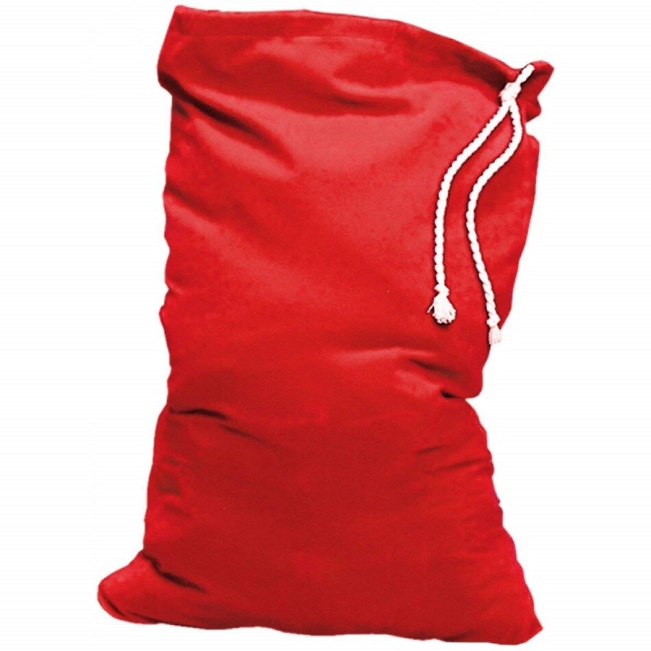 The Costume Center Red Plush Santa Claus Toy Bag with Drawstring – One Size