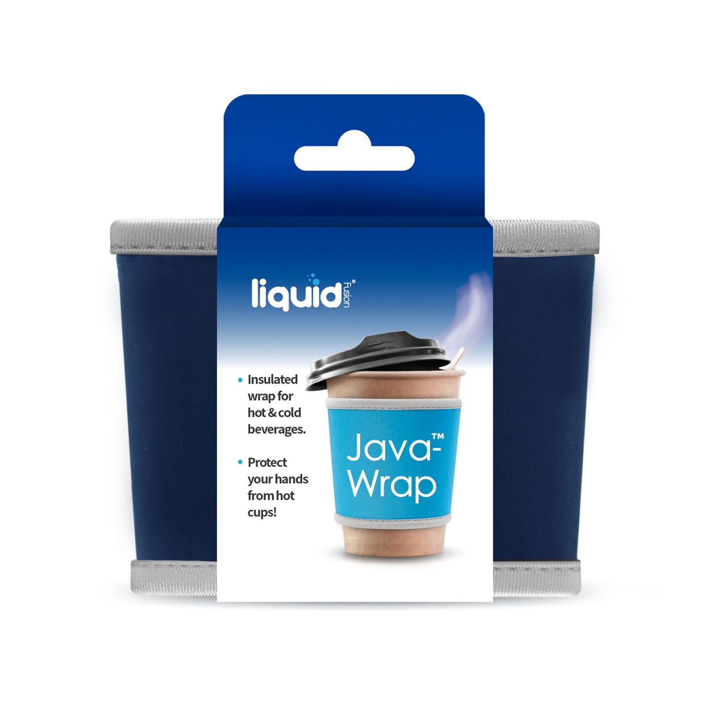 Grand Fusion Housewares Set of 3 Navy Blue and Gray Java Wrap Travel Coffee Cup Sleeve