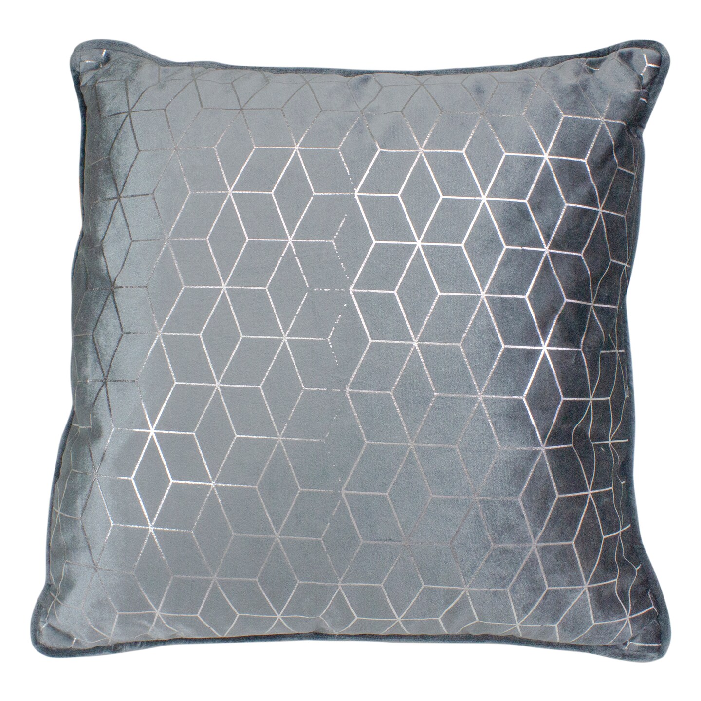 Northlight 19&#x22; Gray and Silver Velvet Throw Pillow with Geometric Design
