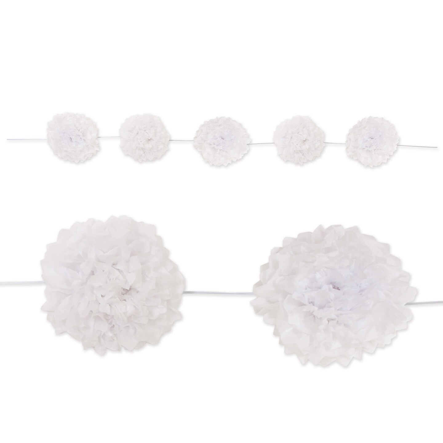 Beistle Pack of 6 Bright White Decorative Tissue Flower Garland Decoration 8&#x2019;