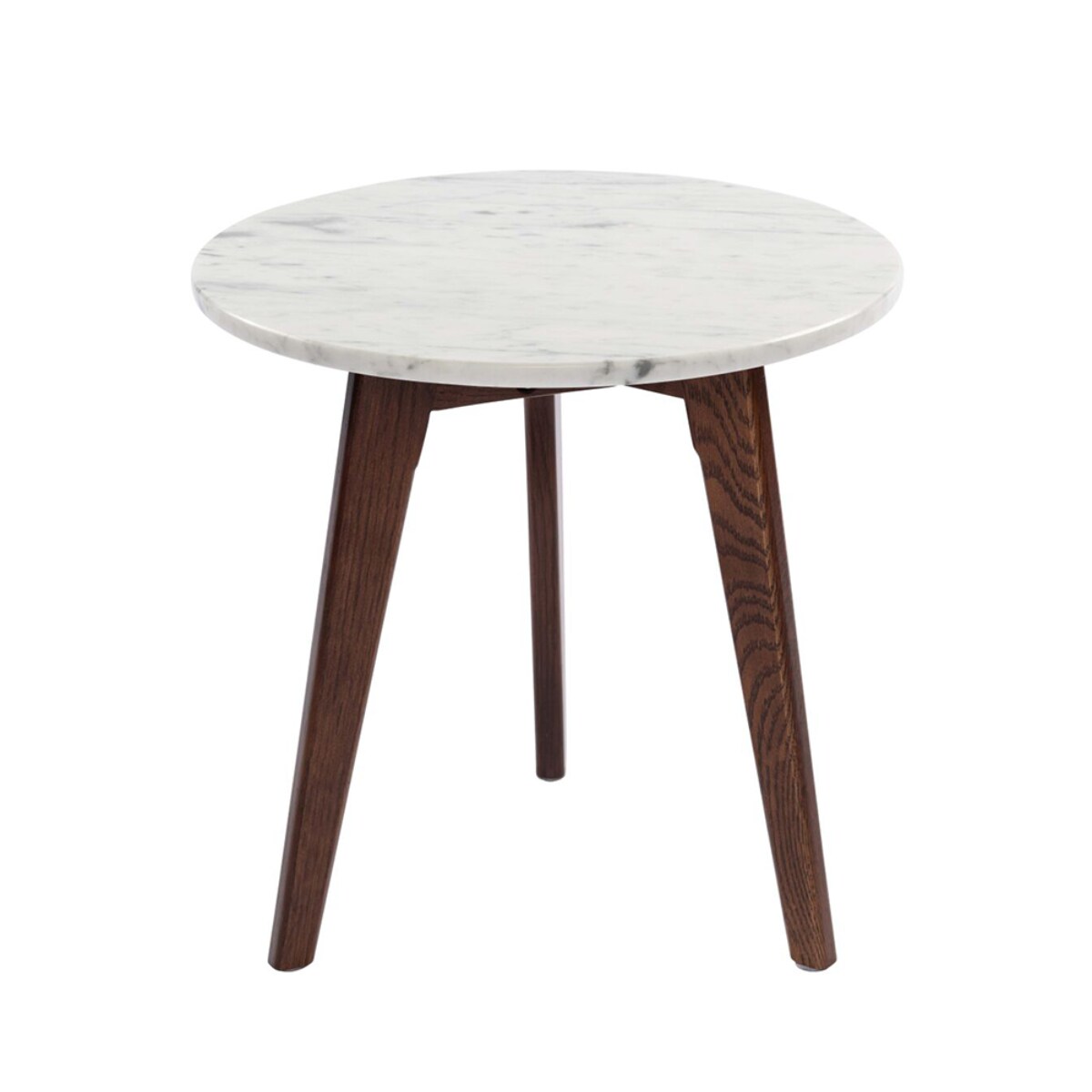 Contemporary Home Living 15.5" White and Brown Round Italian Carrara Marble Side Table