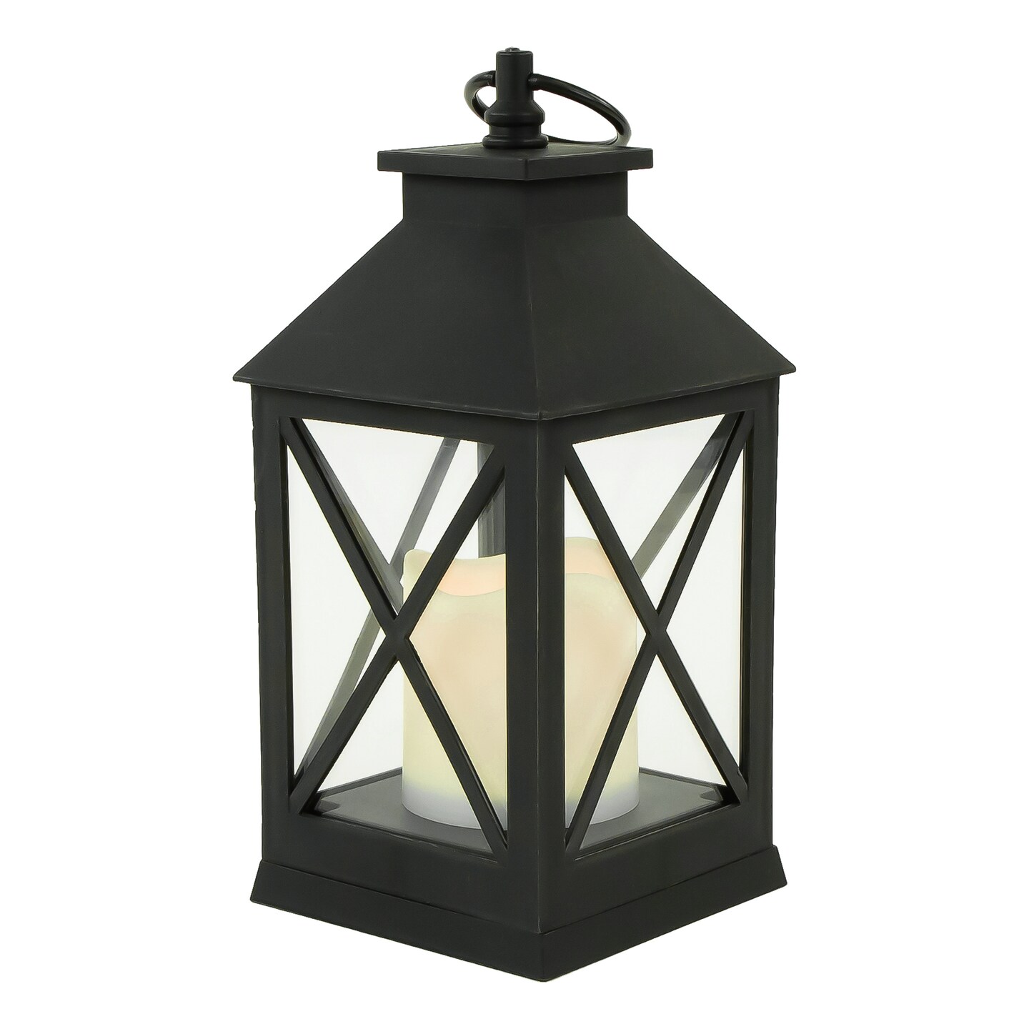 Northlight 9&#x22; LED Battery Operated Black Lantern with Flameless Candle