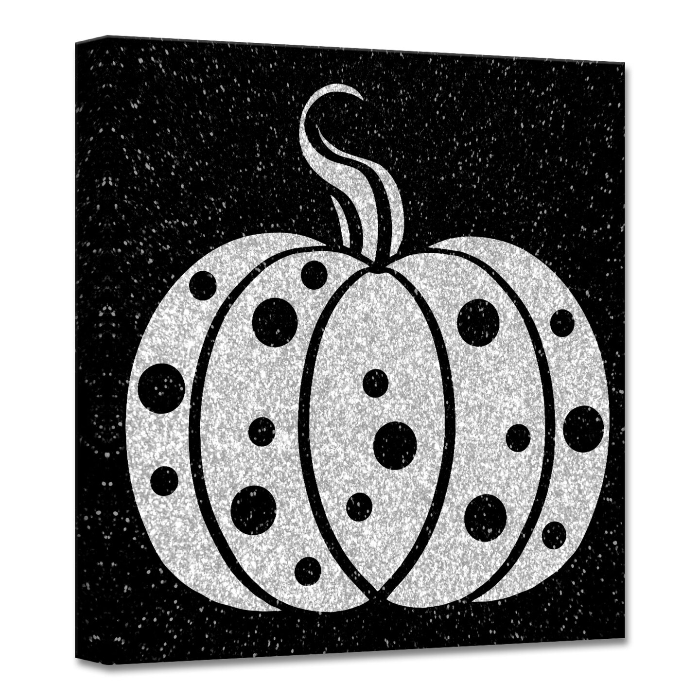 Crafted Creations Black and Gray Glamoween Pumpkin II Canvas Halloween