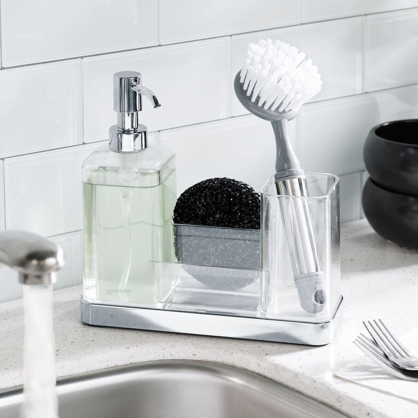 mDesign Plastic Kitchen Sink Countertop Liquid Soap Dispenser