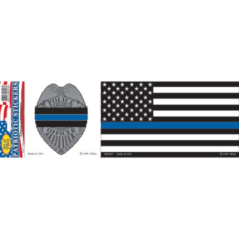 U.S Police Blue Line American Flag Sticker (3-1/2&#x22;x10&#x22;)