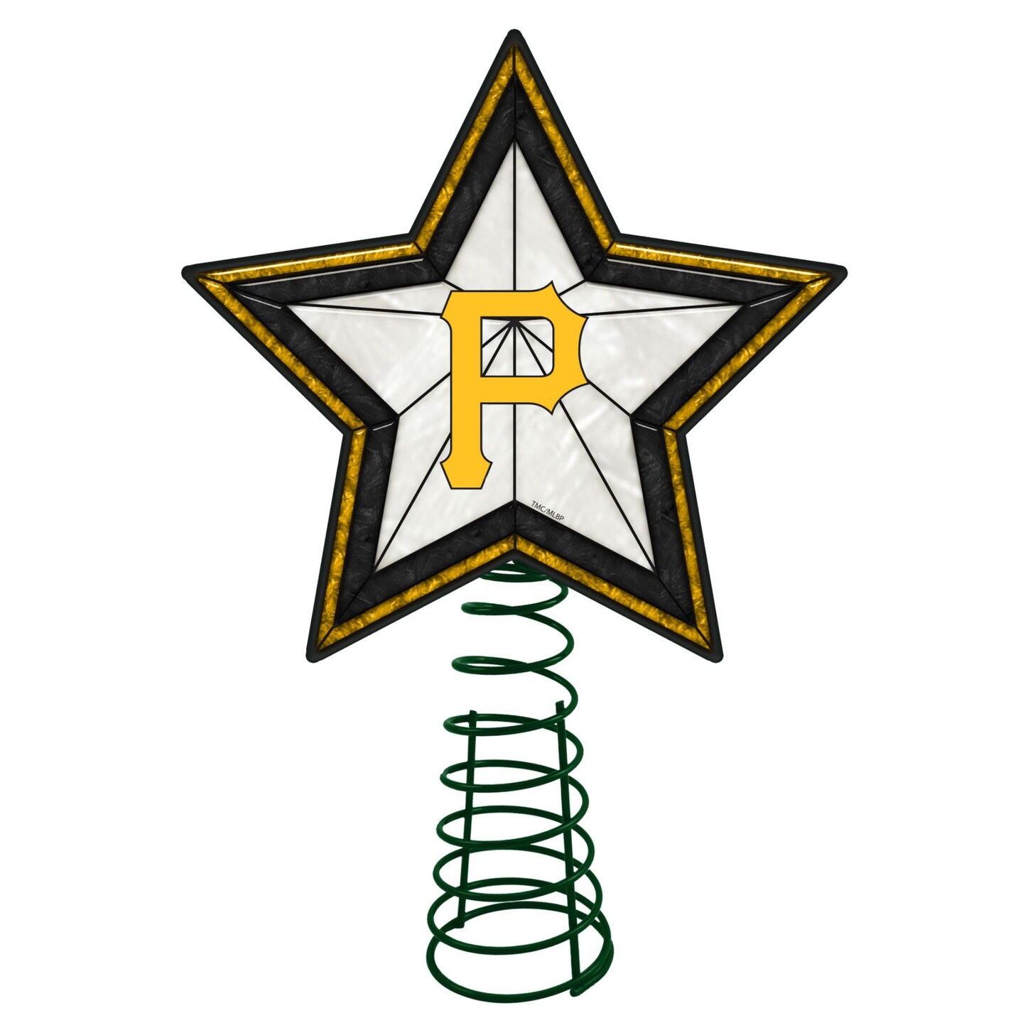 The Memory Company 10&#x22; Lighted Black and Yellow Star MLB Pittsburgh Pirates Christmas Tree Topper