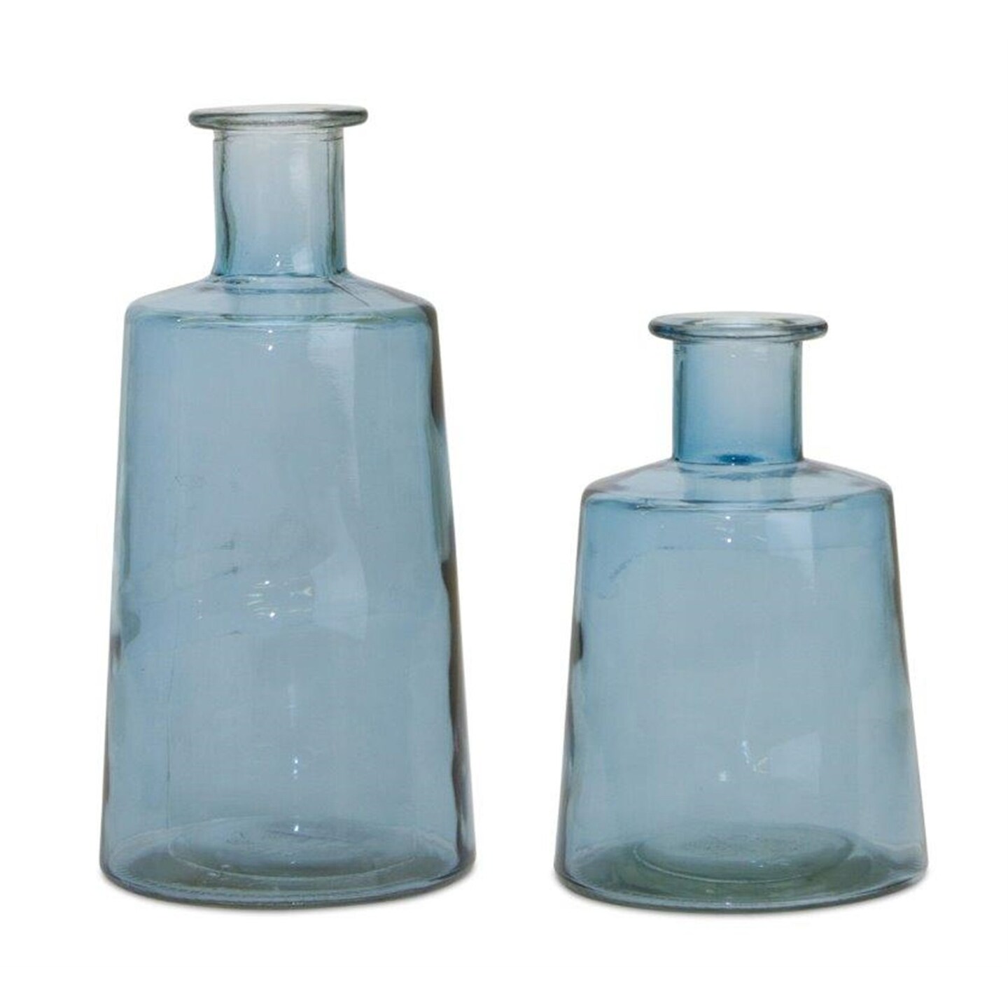 Melrose Transparent Glass Bottle Vases - 9.5&#x22; - Blue - Set of 2