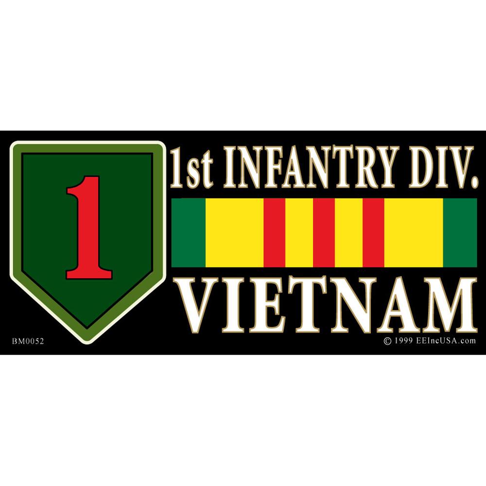 1st Infantry 1965-1970 Vietnam Bumper Sticker 3&#x22;X6-1/2&#x22;