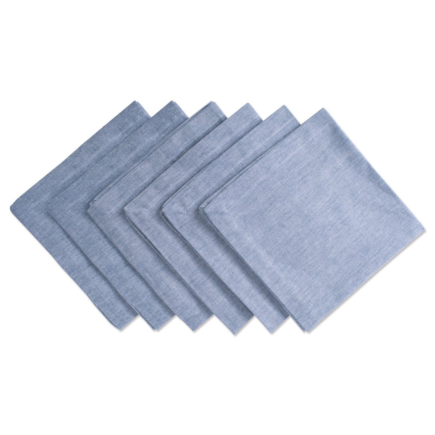 CC Home Furnishings Set of 6 Chambray Blue Over Sized Square Napkins 20&#x22;