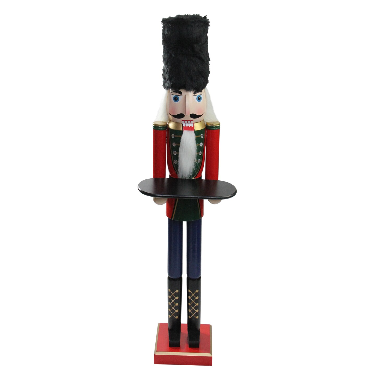 Northlight 48.25" Red and Black Christmas Butler Nutcracker with Tray