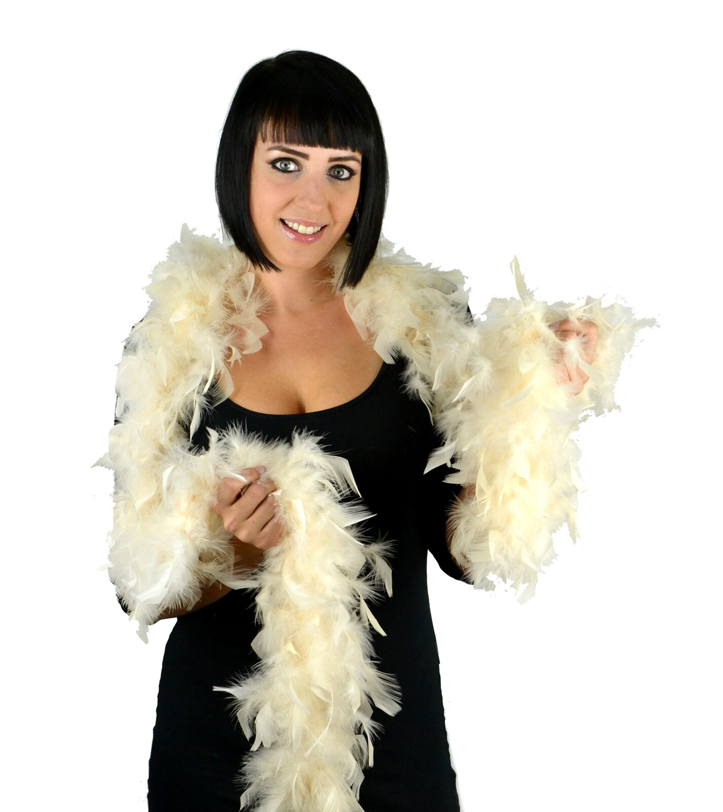 White Feather Boa with Gold Tinsel