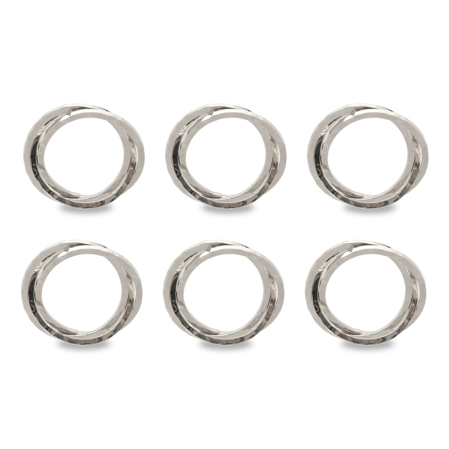 Contemporary Home Living Set of 6 Silver Intertwined Napkin Rings 2&#x22;