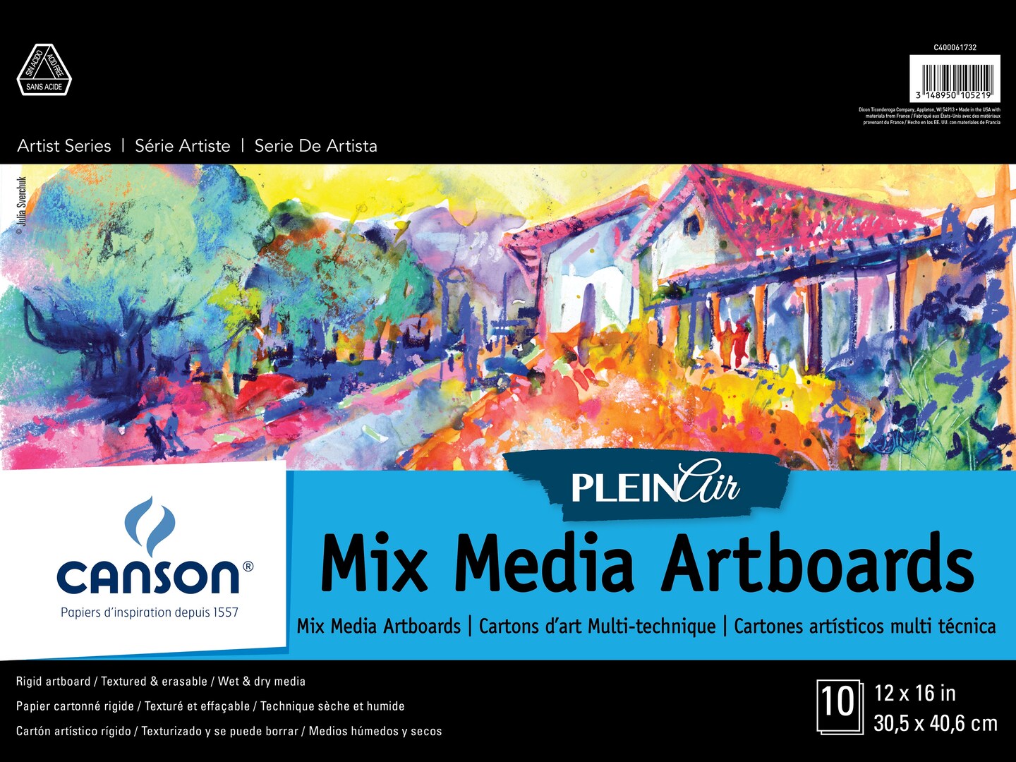 Canson Artist Series Plein Air Mixed Media Artboards 12"x16"-10 Boards