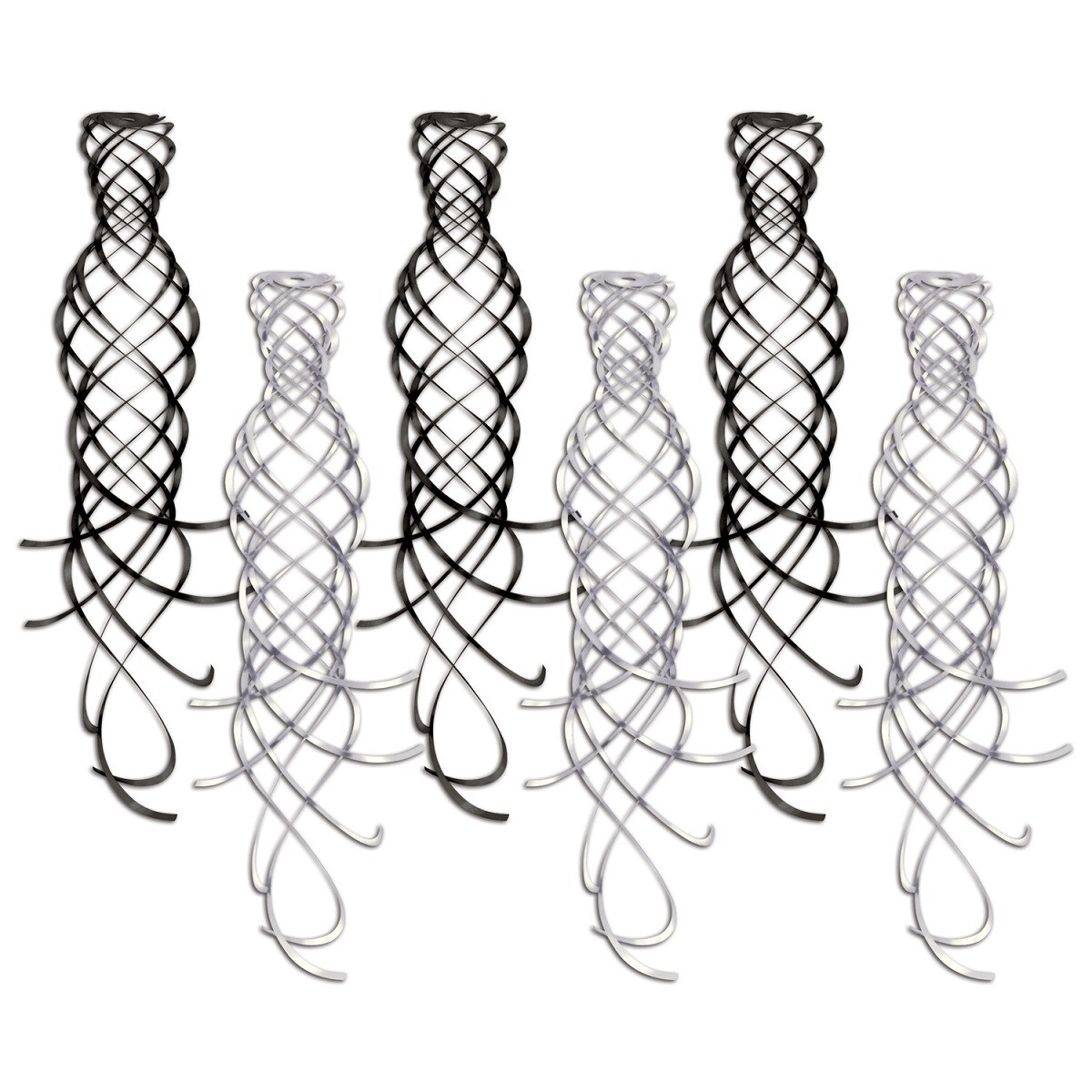 Beistle Club Pack of 36 Fun, Festive and Exciting Black and Silver Shimmering Whirl Hanging Decorations 20"